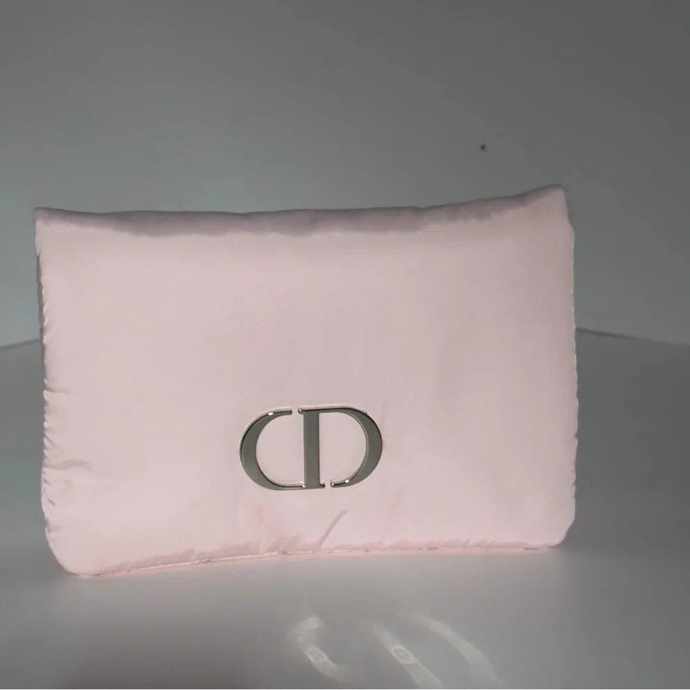 Dior Pink Cosmetic Bag with Satin Finish and CD Logo
